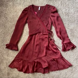 Burgundy Satin Dress